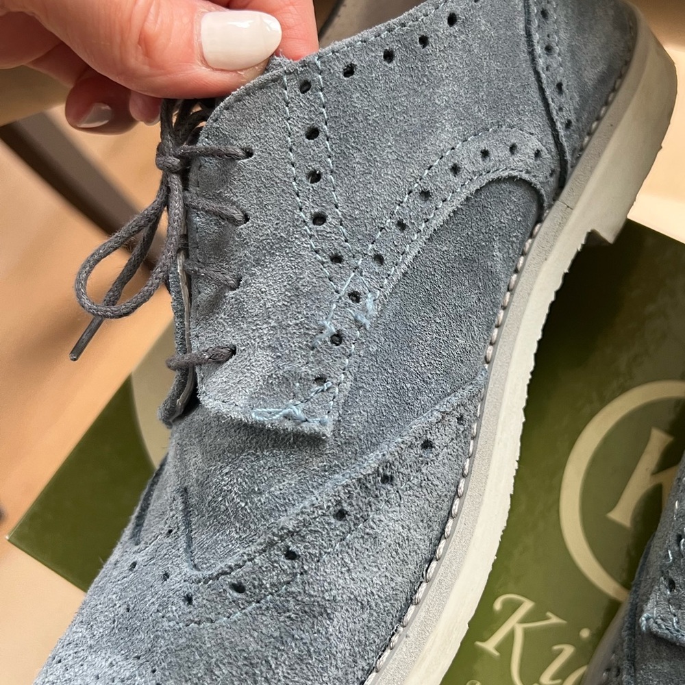 Kids Boys Suede Dress Shoes with laces & Rubber Sole - Blue/grey - Size 38 - Picture 13 of 13